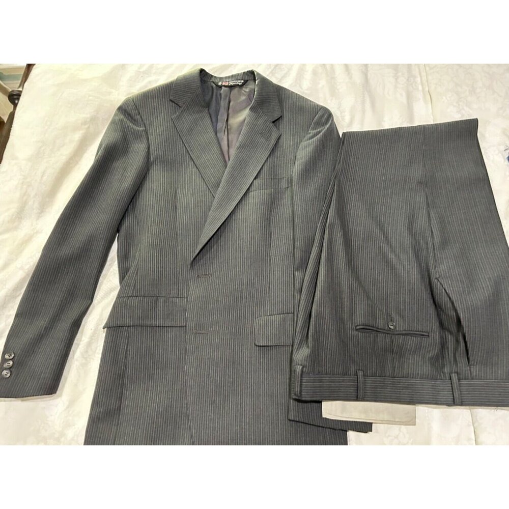 Austin Reed 40L 2 Piece Striped Suit 36x32 Union Made USA Half Lined